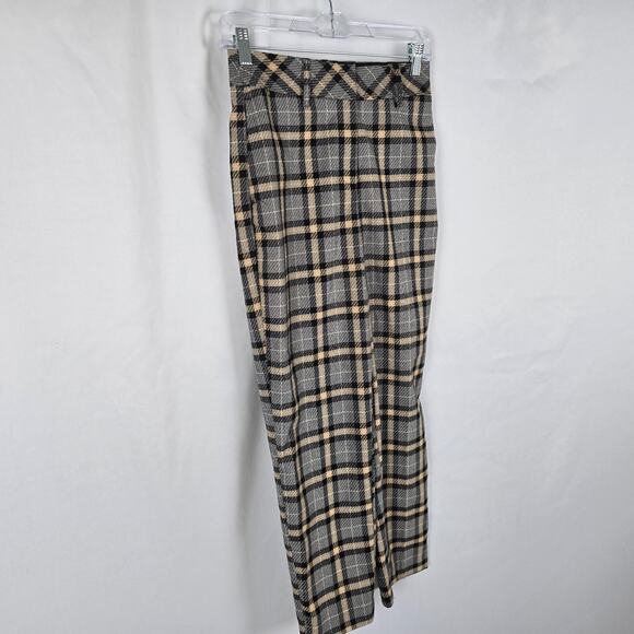 H&M Pants Women's 2 Tan Gray Plaid Ankle Tweed NWT - Picture 13 of 16